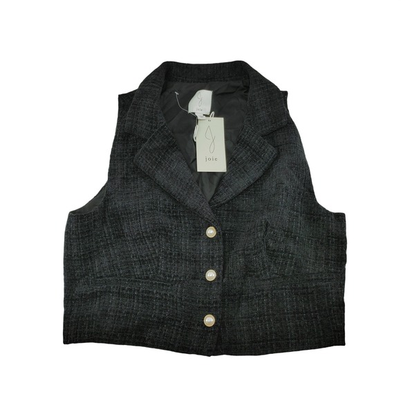 Joie Jackets & Blazers - Joie Womens Size 12 Charcoal Grey Tweed Cropped Vest‎ Pearl Buttons